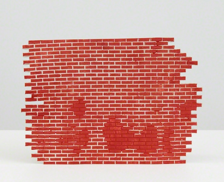 Three Brick Facades, 2015 | cel-vinyl on ceramic, 9 x 12 in